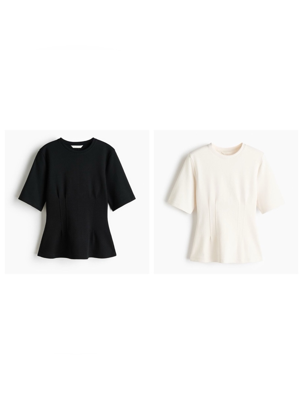 NWT Pair of H&M Tapered-Waist Interlock T-Shirts Black & White